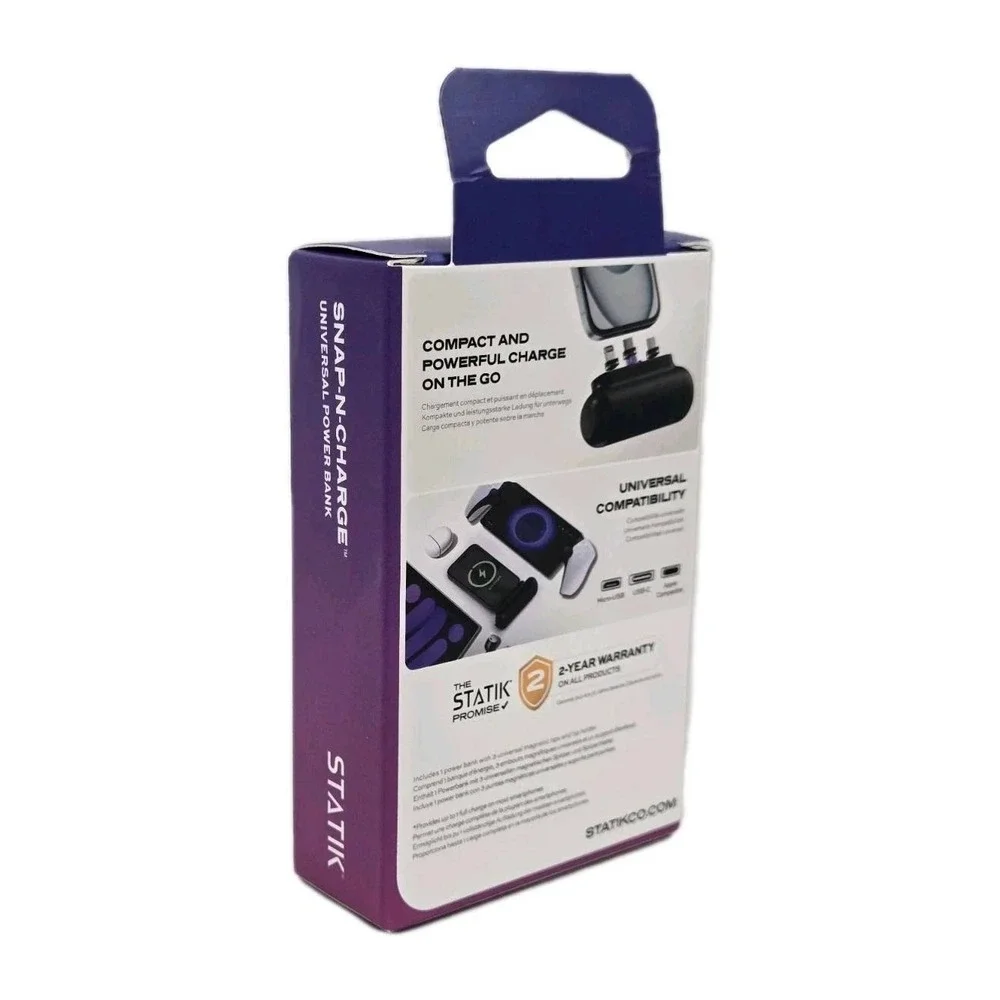 Statik Snap-N-Charge Universal‎ Power Bank 3200mAh Black 10W Magnetic Connectors